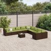 vidaXL Salon de jardin et coussins 11 pcs marron r&eacute;sine tress&eacute;e