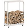 vidaXL Porte-bûches avec roulettes blanc 76,5x40x108cm bois massif pin