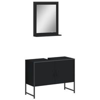 vidaXL Ensemble d'armoires de salle de bain 2 pcs noir bois ingénierie