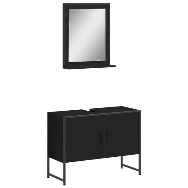 vidaXL Ensemble d'armoires de salle de bain 2 pcs noir bois ing&eacute;nierie
