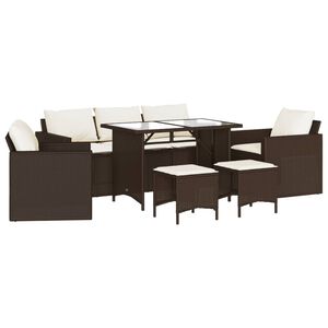 vidaXL Salon de jardin avec coussins 6 pcs marron r&eacute;sine tress&eacute;e