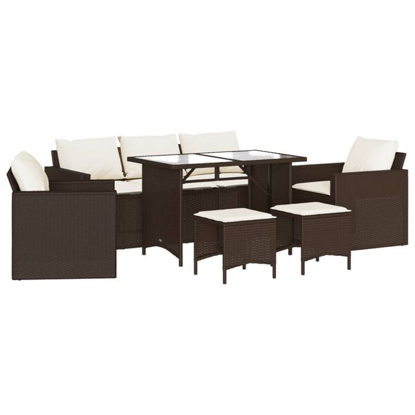 vidaXL Salon de jardin avec coussins 6 pcs marron r&eacute;sine tress&eacute;e