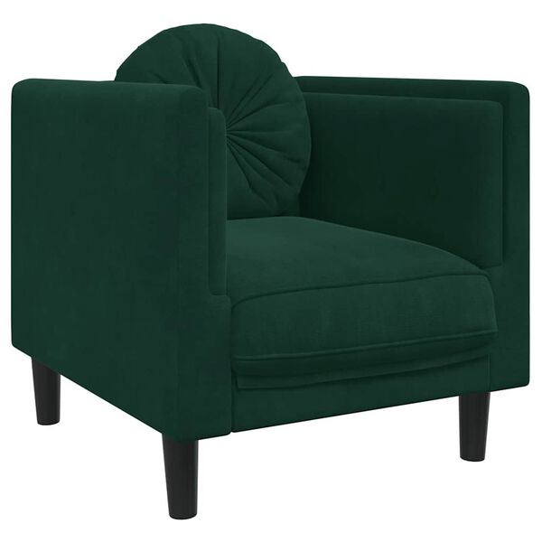 vidaXL Fauteuil avec coussin vert fonc&eacute; velours