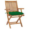 vidaXL Chaises de jardin lot de 2 et coussins vert Bois de teck massif