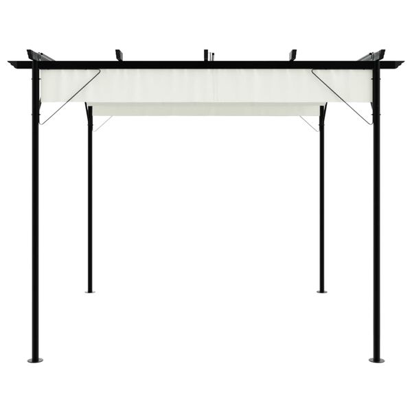 vidaXL Pergola avec toit r&eacute;tractable Blanc cr&egrave;me 3 x 3 m Acier