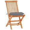 vidaXL Ensemble de bistro 3 pcs avec coussins gris Bois de teck massif