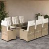 vidaXL Ensemble &agrave; manger de jardin et coussins 9 pcs beige Poly rotin
