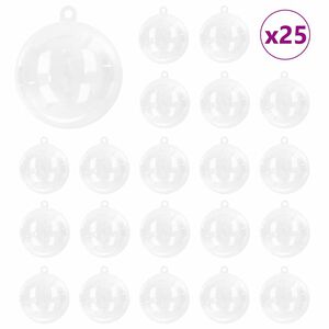 vidaXL Ensemble de Boules de No&euml;l 25 pcs Transparent &Oslash; 8 cm
