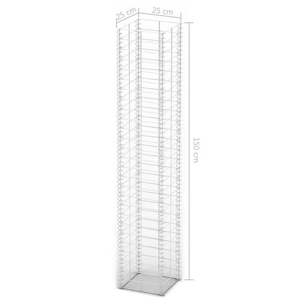 vidaXL Jeu de panier de gabion 3 pcs Fil galvanis&eacute; 25x25x150 cm