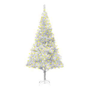 vidaXL Sapin de No&euml;l artificiel pr&eacute;-&eacute;clair&eacute;/support argent&eacute; 210 cm PET