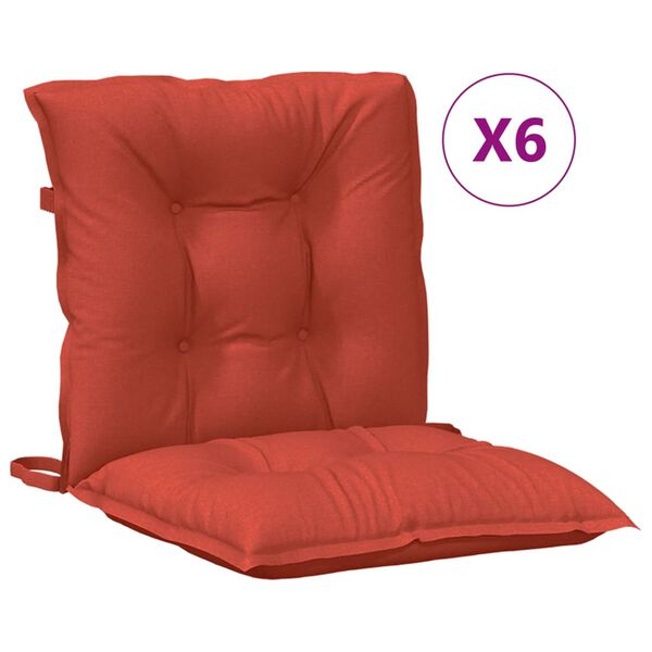 vidaXL Coussins de chaise &agrave; dossier bas lot de 6 rouge m&eacute;lang&eacute; tissu