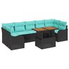vidaXL Ensemble de canap&eacute; de jardin 8 pcs Noir et Bleu polyrotin