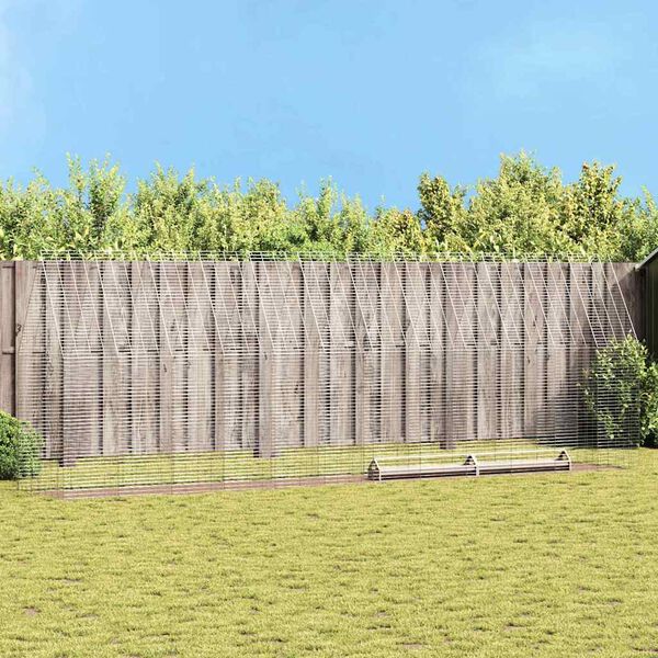 vidaXL Cage &agrave; poules 2 pcs Argent&eacute; 600 x 100 x 210 cm Acier galvanis&eacute;