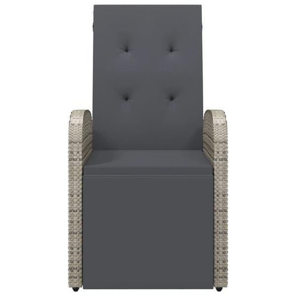 vidaXL Chaise inclinable de jardin et coussin R&eacute;sine tress&eacute;e Gris
