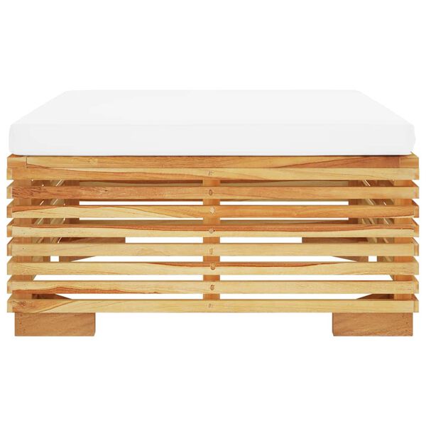 vidaXL Repose-pied de jardin avec coussin cr&egrave;me Bois de teck massif