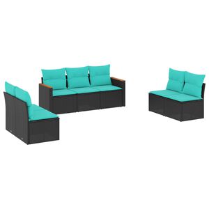 vidaXL Salon de jardin 7 pcs avec coussins noir r&eacute;sine tress&eacute;e