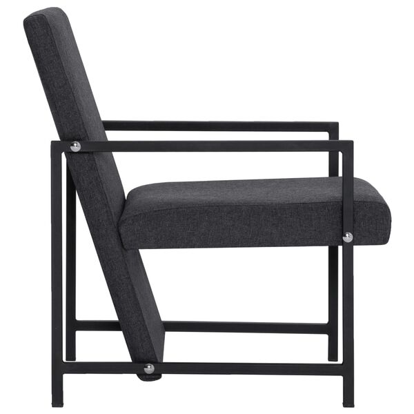 vidaXL Fauteuil avec pieds chrom&eacute;s gris fonc&eacute; tissu