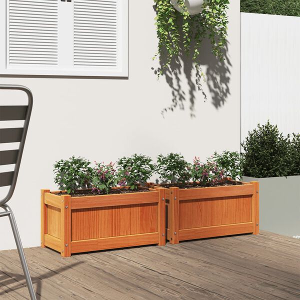 vidaXL Jardini&egrave;res 2 pcs cire marron bois de pin massif