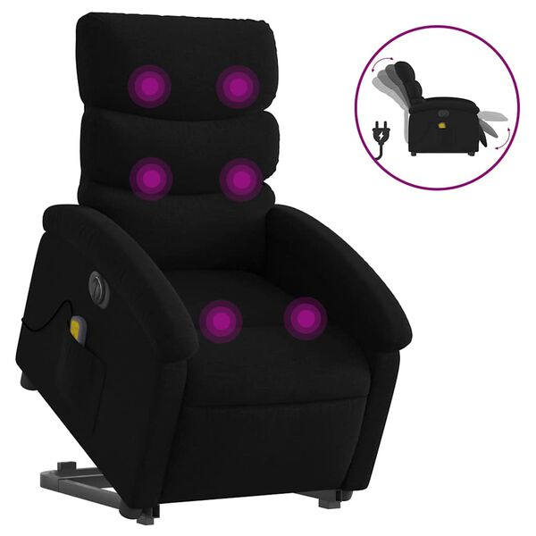 vidaXL Fauteuil inclinable de massage électrique noir tissu
