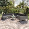 vidaXL Salon de jardin 12 pcs avec coussins R&eacute;sine tress&eacute;e Gris