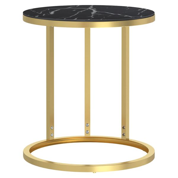 vidaXL Table d'appoint Dor&eacute; et marbre noir 45 cm Verre tremp&eacute;