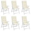 vidaXL Coussins de chaise de jardin dossier haut lot de 6 cr&egrave;me tissu