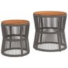 vidaXL Tables d'appoint de jardin 2 pcs dessus en bois gris poly rotin