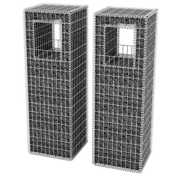 vidaXL Jardini&egrave;re/Poteau de panier de gabion 2 pcs Acier 50x50x160 cm