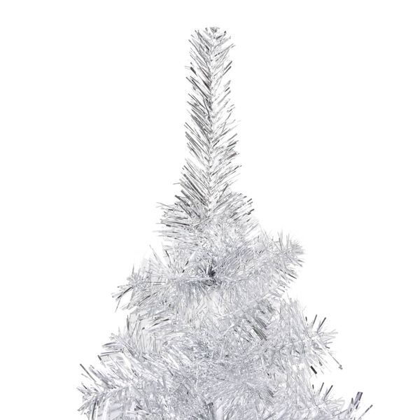 vidaXL Sapin de No&euml;l artificiel pr&eacute;-&eacute;clair&eacute;/support argent&eacute; 150 cm PET
