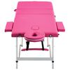 vidaXL Table de massage pliable 3 zones Aluminium Rose