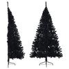 vidaXL Demi sapin de No&euml;l artificiel avec support Noir 180 cm PVC