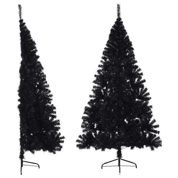 vidaXL Demi sapin de No&euml;l artificiel avec support Noir 180 cm PVC