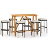 vidaXL Ensemble de bar de jardin avec coussins 7 pcs Marron