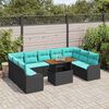vidaXL Ensemble de canap&eacute; de jardin avec coussin 10 pcs Noir et bleu