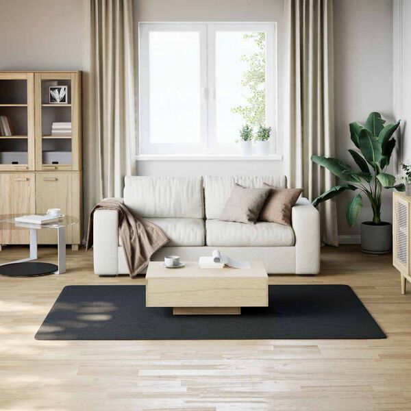vidaXL Tapis shaggy doux lavable noir 160x230 cm antidérapant gris