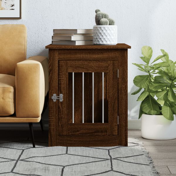 vidaXL Meuble de cage pour chiens ch&ecirc;ne marron 55x75x65 cm