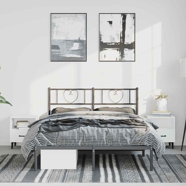 vidaXL Cadre de lit métal sans matelas avec tête de lit noir 150x200cm