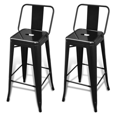 vidaXL Tabourets de bar lot de 2 noir acier