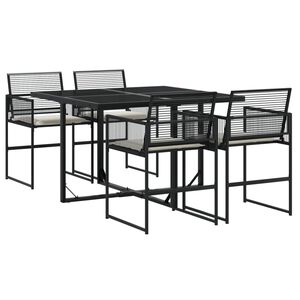 vidaXL Ensemble &agrave; manger de jardin coussins 5pcs noir r&eacute;sine tress&eacute;e