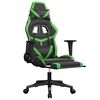 vidaXL Chaise de jeu avec repose-pied Noir et vert Similicuir