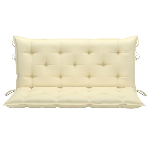 vidaXL Balancelle avec coussin blanc cr&egrave;me 120 cm Bois de teck solide