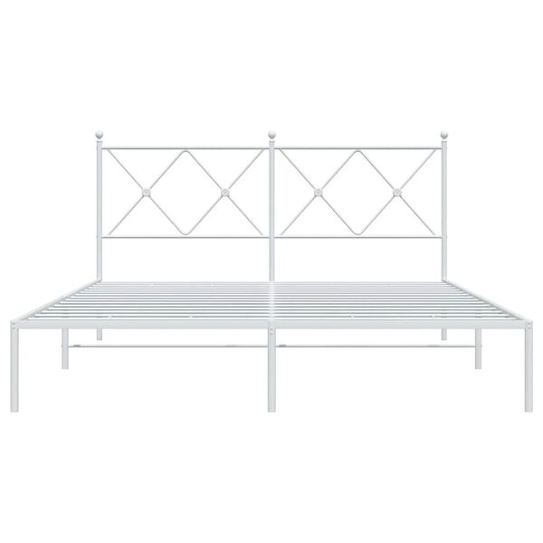 vidaXL Cadre de lit m&eacute;tal sans matelas et t&ecirc;te de lit blanc 150x200 cm