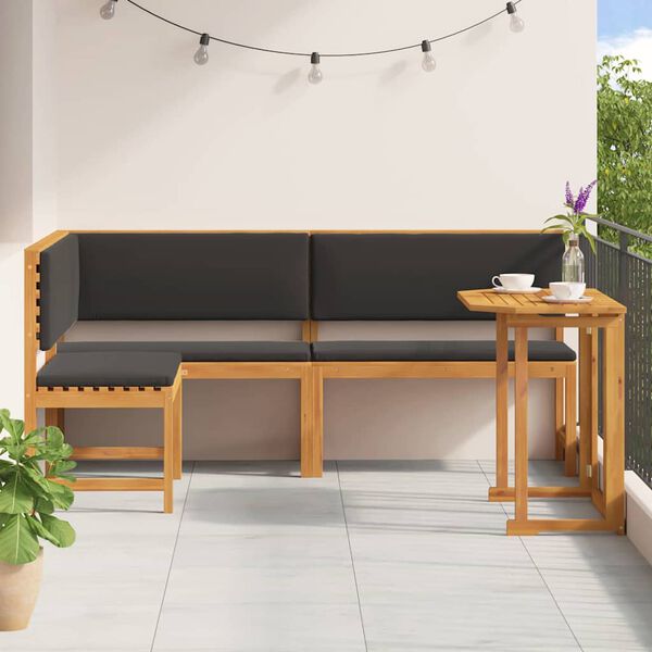 vidaXL Ensemble de banc de jardin 3 pcs Marron Bois d'Acacia Massif