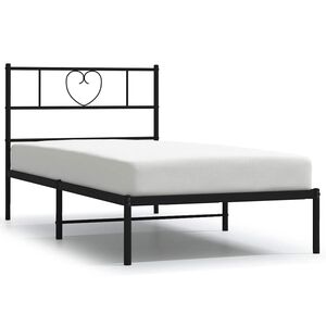 vidaXL Cadre de lit m&eacute;tal sans matelas avec t&ecirc;te de lit noir 100x200cm