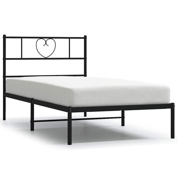 vidaXL Cadre de lit m&eacute;tal sans matelas avec t&ecirc;te de lit noir 100x200cm