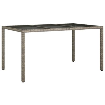 vidaXL Table de jardin 150x90x75 cm Verre trempé et poly rotin Gris