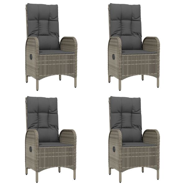 vidaXL Ensemble &agrave; manger de jardin coussins 5 pcs noir et gris