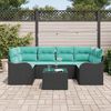 vidaXL Ensemble de canap&eacute; de jardin 7 pcs Noir et turquoise