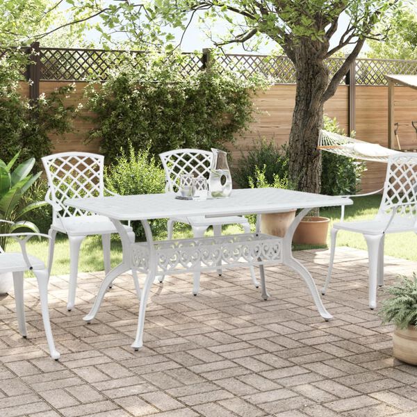 vidaXL Table de jardin blanc 150x90x72 cm aluminium coul&eacute;