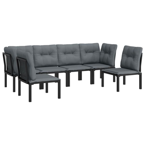 vidaXL Salon de jardin 6 pcs noir et gris r&eacute;sine tress&eacute;e